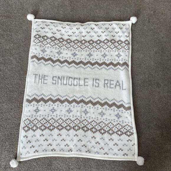 Pottery Barn Kids The Snuggle is Real Baby Blanket Ivory Neutral Knit Sherpa - Picture 1 of 8
